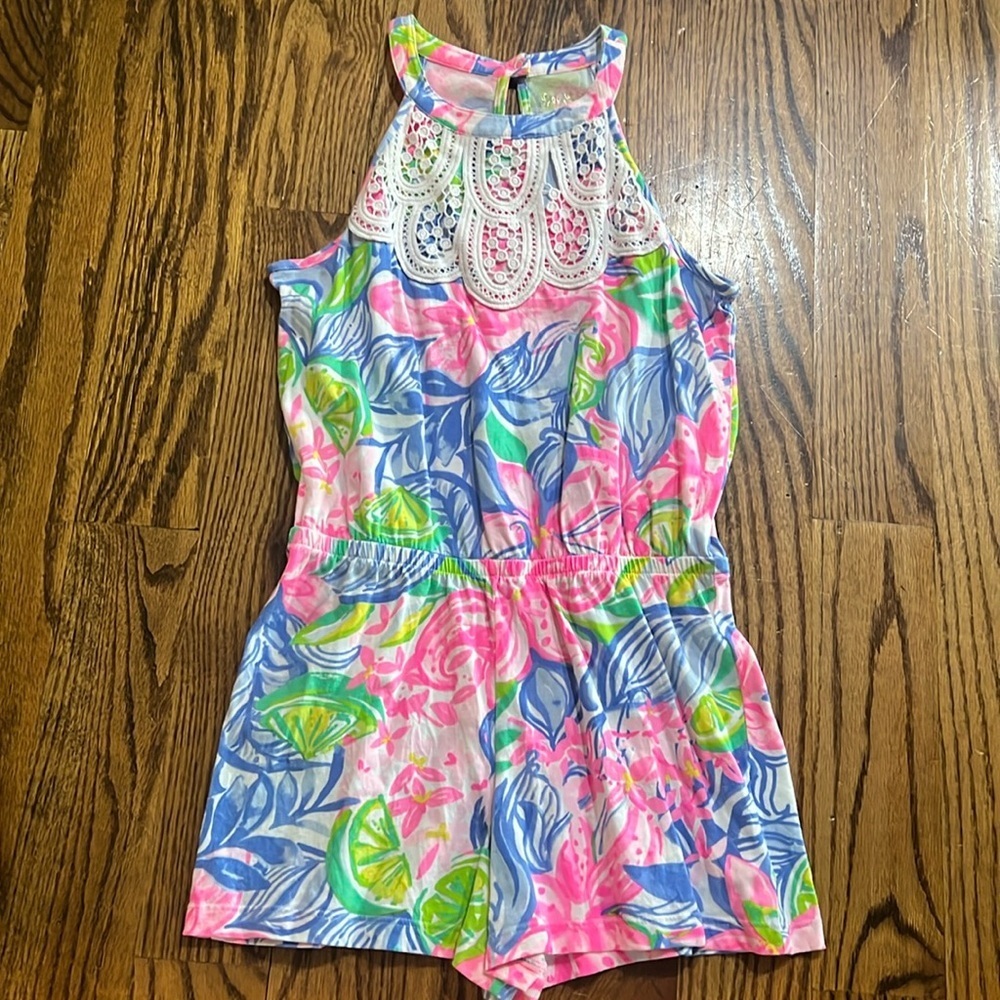 Lilly Pulitzer Mini Pearl Romper Large (8-10) Multi Havana Cocktail print - Picture 6 of 9